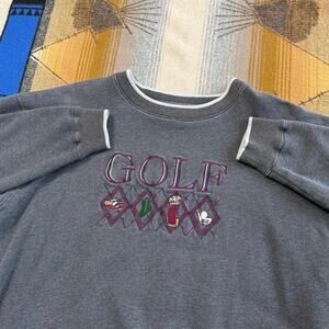 Vintage 90s Men’s Embroidered Golf Golfing Crewneck Sweatshirt Size XL